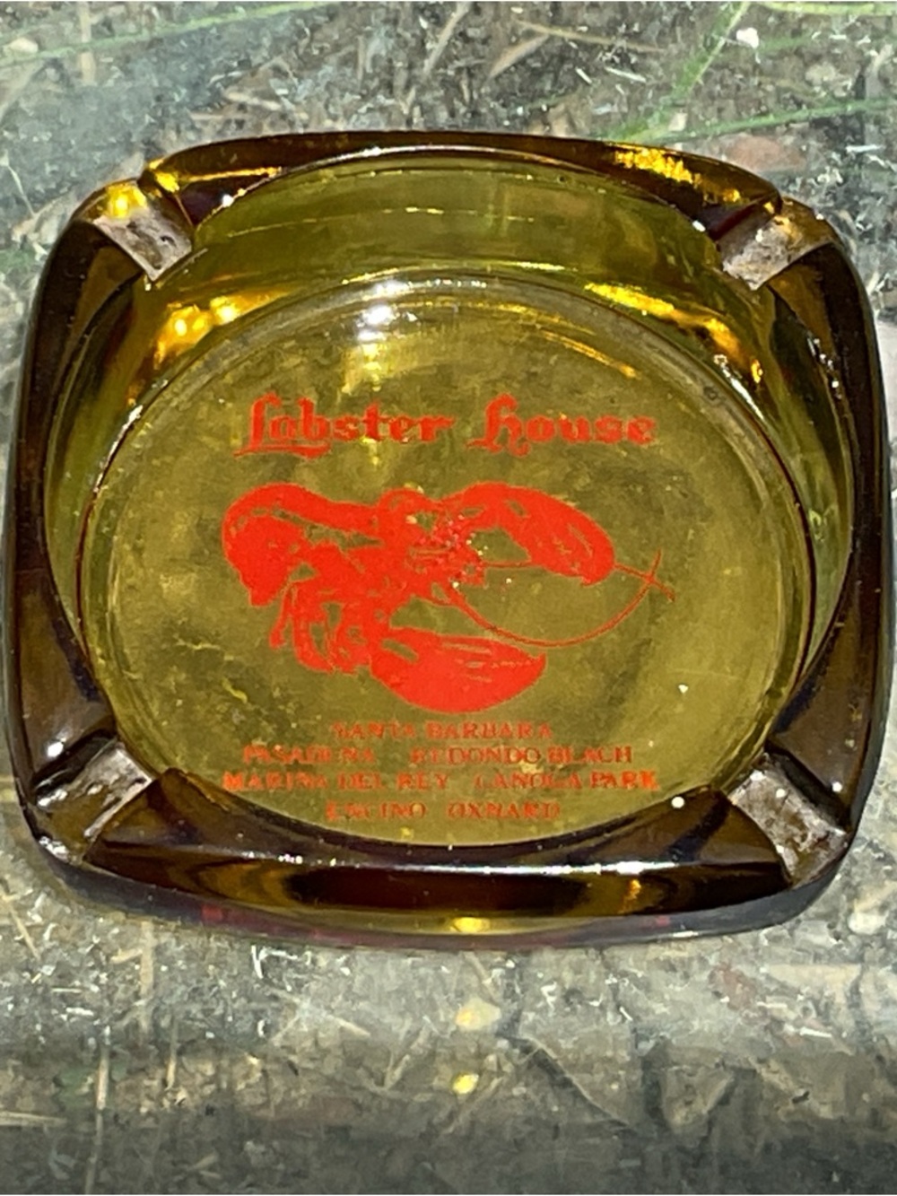 50's/60's Lobster House Restaurant CA Amber Glass Ashtray Collectable